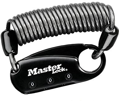 MASTER OCK 1551 karabińczyk z kablem spiralnym, czarny, jeden rozmiar 1551EURDBLK