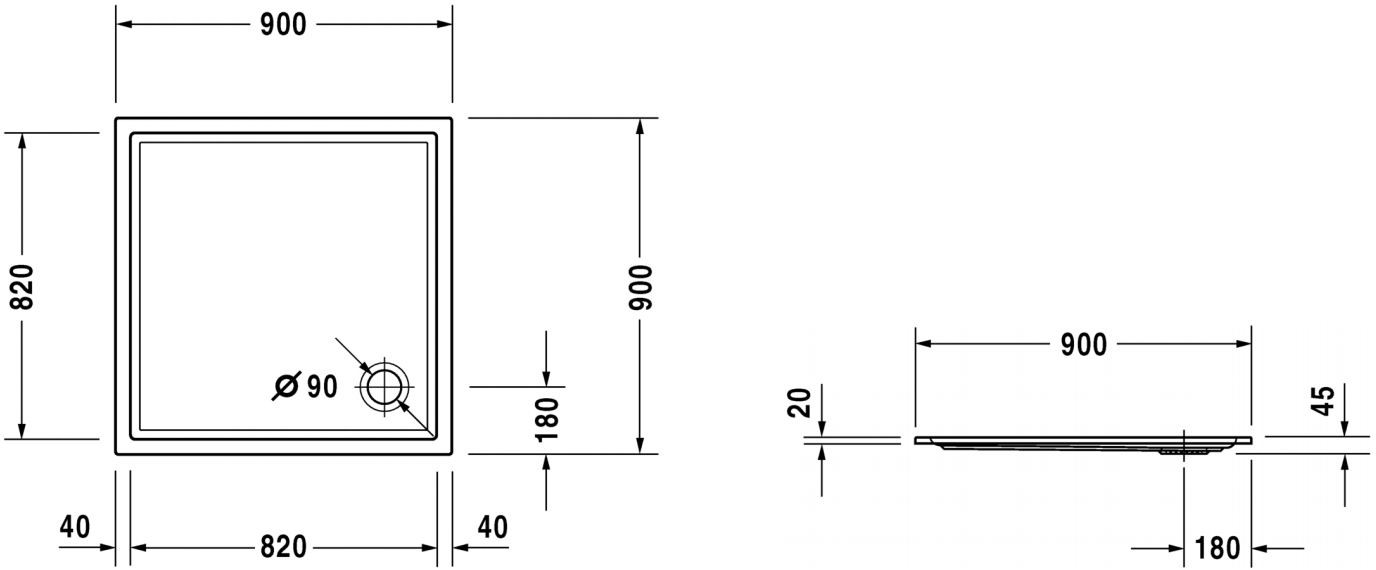 Duravit Starck Slimline 90x90 biały 720115000000000