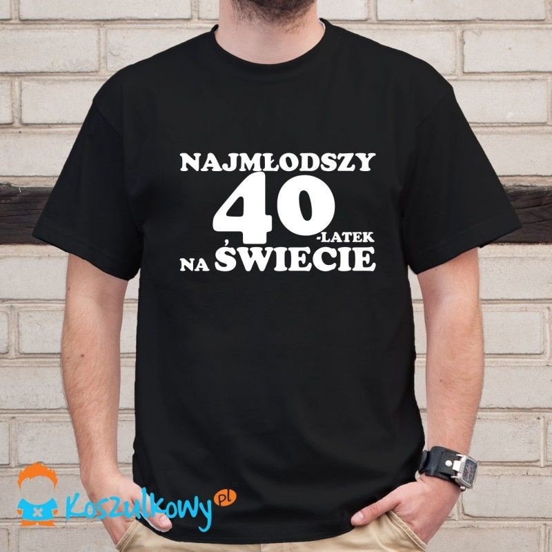 Najmłodszy 40-latek na świecie - męska koszulka z nadrukiem