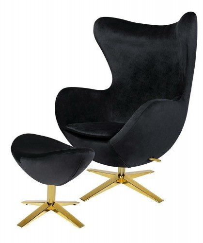 King Home Fotel EGG SZEROKI VELVET GOLD z podnóżkiem czarny.50 - welur, podstawa złota HE-066.HM8+OTTO.50G [11492677]