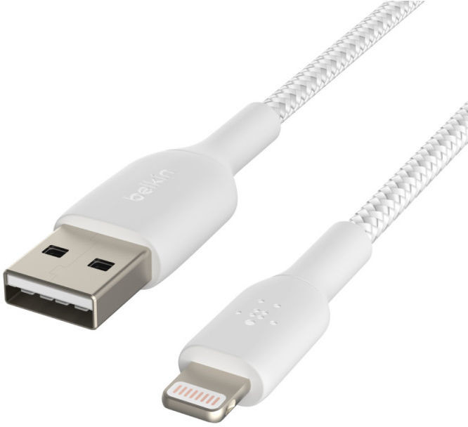 Belkin Kabel w oplocie Lightning to USB biały (1m) CAA002BT1MWH CAA002BT1MWH