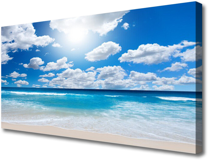 PL Tulup Obraz na Płótnie Morze Plaża Chmury Krajobraz 120x60cm