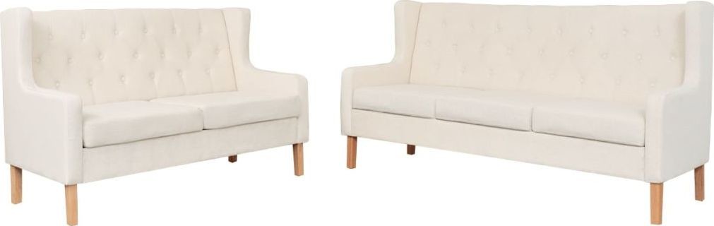 vidaXL Zestaw 2 sof obitych materiałem kremowy 274930