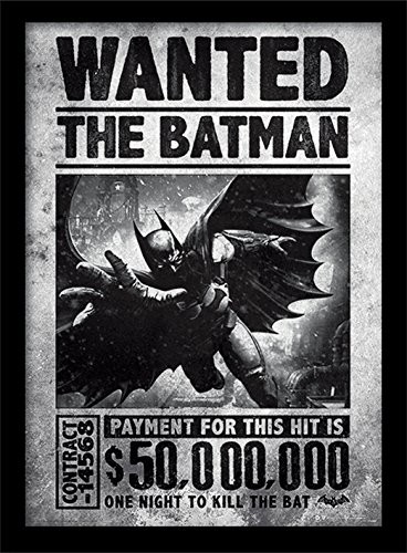 Pyramid International fp11085p-PL Batman Arkham Origins (Wanted) druk gerahmter czyli RAP płyty MDF, wielokolorowa, 44 x 33 x 4 cm, 250 GSM FP11085P-PL