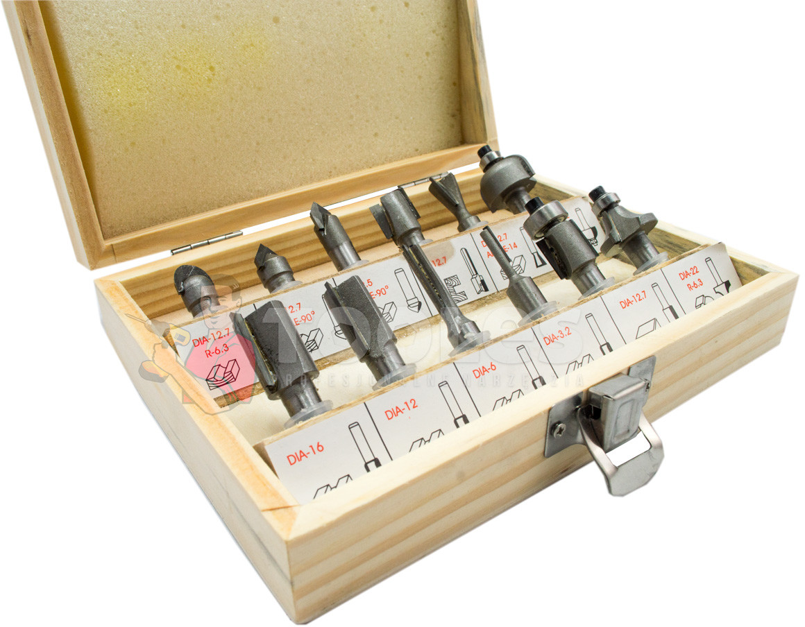 Zestaw frezów łożyskowanych do drewna frezy 12el