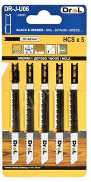 DREL Brzeszczoty do wyrzynarek DR-J-U06 75mmx 2,5mm 5szt Typ chwytu 