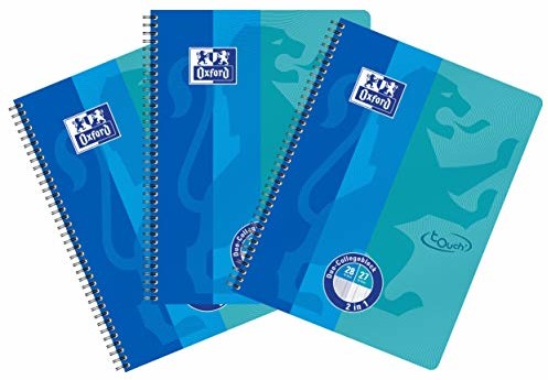 OXFORD DUO Collegeblock A4 w kratkę i w linie łączone w bloku, niebieski, 3 sztuki w opakowaniu 400135400