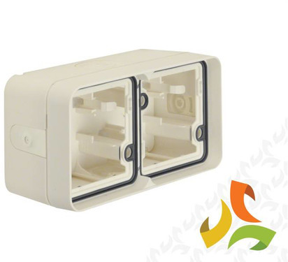 Hager BERKER W.1 Adapter natynkowy puszka 2 podwójna pozioma 4 wejścia IP55 biały 6719323512 6719323512/HAG
