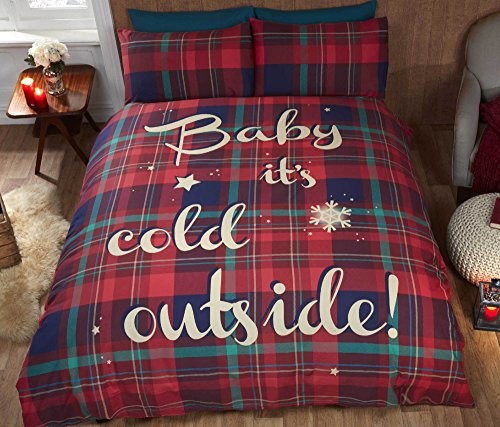 Christmas Tartan Boże Narodzenie Tartan w kratkę Quilt poszewka na kołdrę i poszewki na poduszkę Pościel-zestaw, czerwony, Single BYCLDO-SING-REDX