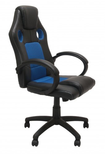 TopeShop Fotel biurowy, obrotowy, ekoskóra, enzo, czarny, niebieski