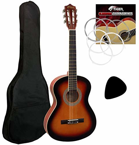 Tiger Tiger Gitara klasyczna 3/4 dla początkujących w Sunburst CLG2-34-SB