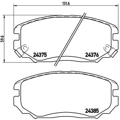 BREMBO Zestaw klocków hamulcowych, hamulce tarczowe P 30 038