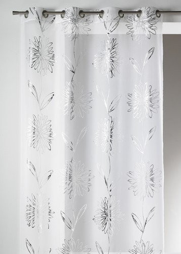 Homemaison Home Maison 09406  8-AL zasłona, etamin, nadruk wykonany, lekki, z okrągłymi oczkami, 135 x 240 cm 09406-8-AL Blanc