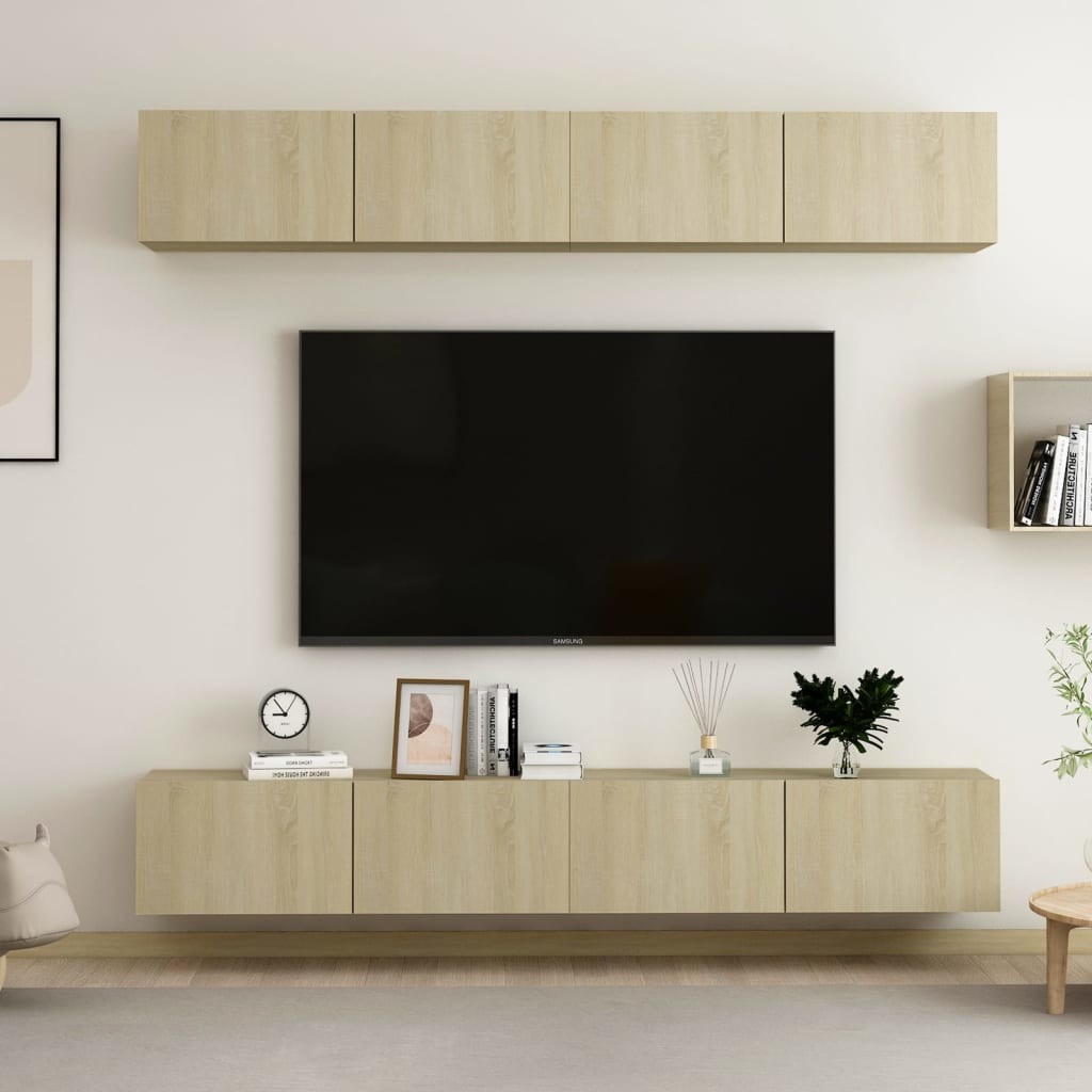 vidaXL Szafki telewizyjne, 4 szt., dąb sonoma, 100x30x30 cm, płyta