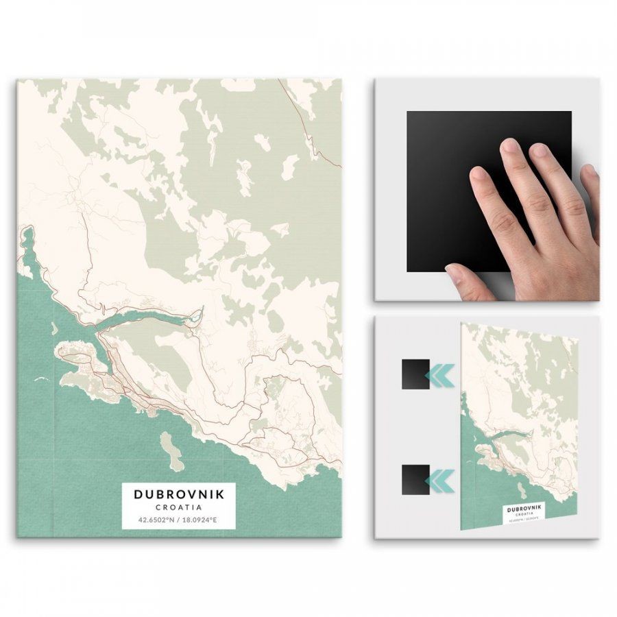 Pix4home Plakat metalowy Mapa Vintage Dubrownik M POS-M-03840