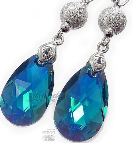 Swarovski piękne kolczyki BLUE ZIRCON SREBRO