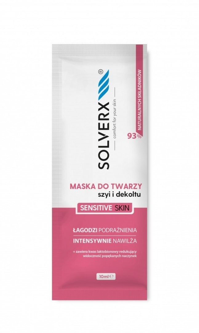 SOLVERX SOLVERX Sensitive Skin Maska łagodząca do twarzy,szyi i dekoltu do cery wrażliwej 10ml 131389