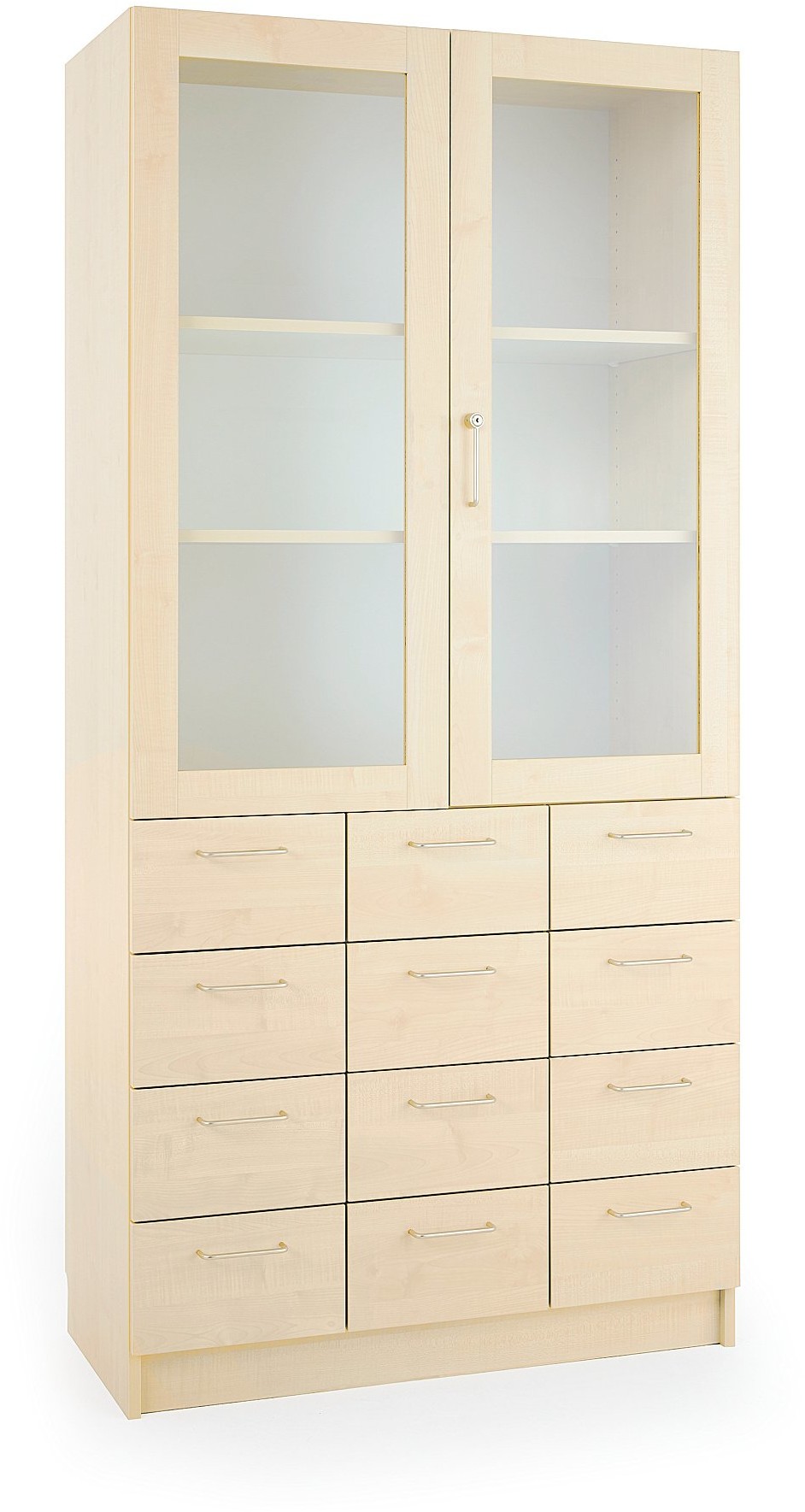 AJ Produkty Szafa THEO, szuflady, drzwi z zamkiem, 1000x470x2100 mm, brzoza