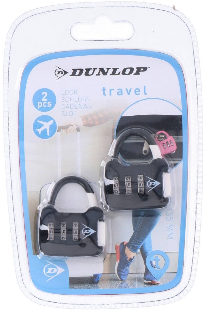 Dunlop Zestaw kłódek bagażowych na szyfr Dunlop x2 4,5x3,5x0,8 E-10284-PNK