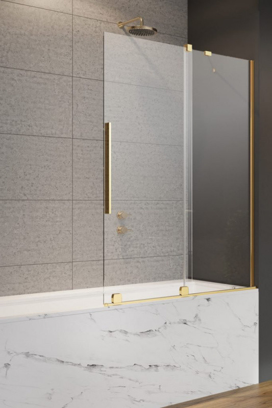 Radaway Furo Gold PND II Parawan przesuwny 2 częściowy 170x200 cm lewy profile złote szkło przezroczyste 10109888-09-01L+10112844-01-01