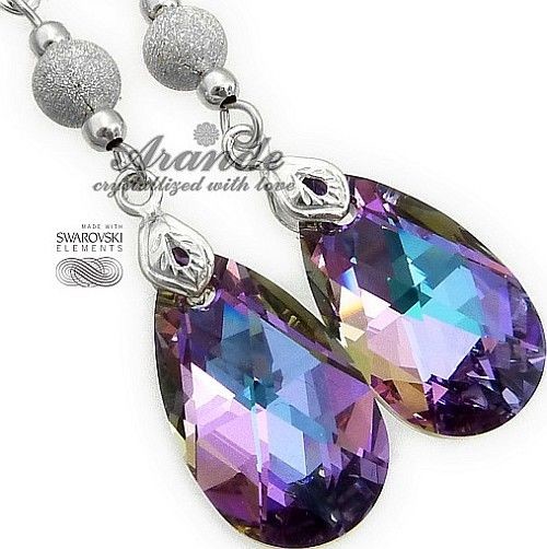 Swarovski Piękne Długie Srebrne Kolczyki Vitrail