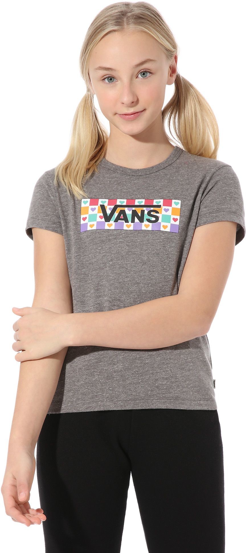 Vans t-shirt GIRLS CHECK TANGLE BABY TEE Grey Heather