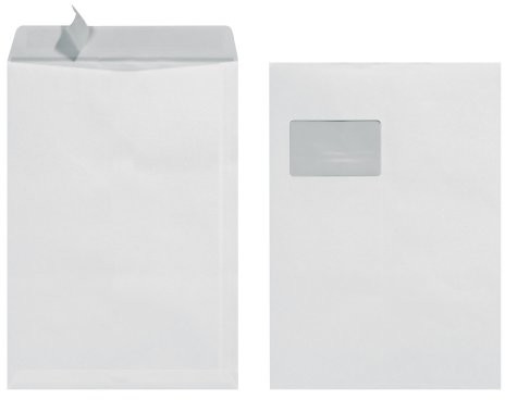 Herlitz duża koperta z okienkiem, format C4, gramatura 90 g/m2, 10 sztuk, z paskiem samoprzylepnym, z nadrukiem wewnętrznym, zapakowane w opakowanie foliowe, kolor biały 25 szt. 4008110310763