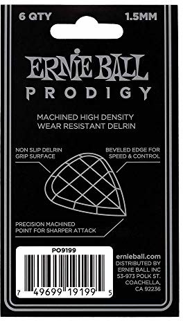 Ernie Ball 1,5 mm czarne standardowe kostki gwiazdkowe 6-pak P09199