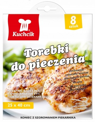 KUCHCIK Torebki woreczki rękaw z klipsem do pieczenia 8szt. AKU2410