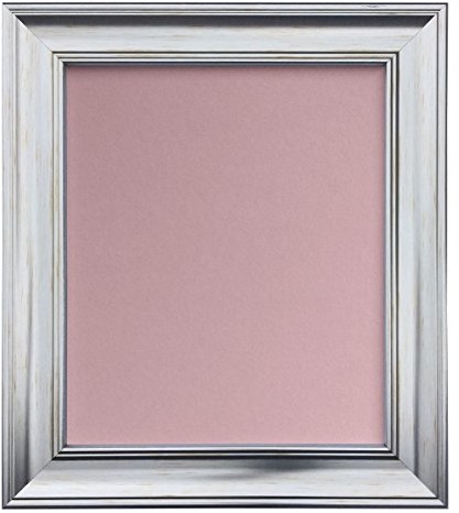 NA FRAMES BY POST FRAMES BY POST Scandi postarzana jasnoszara ramka zdjęcia z różową podkładką 30 x 24 (szkło plastikowe) VB00PWF7LEQ