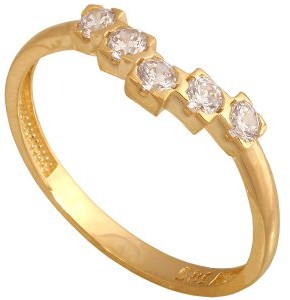 LOVRIN Złoty pierścionek 585 pięć białych cyrkonii 1,35 g Pi263
