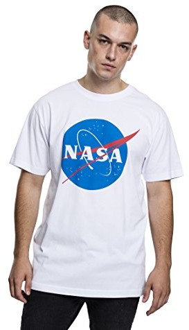 Mister Tee NASA T-Shirt z logotypem dla mężczyzn w kolorze białym, czarnym i szarym, rozmiar S do 3 X L, biały, l MT538