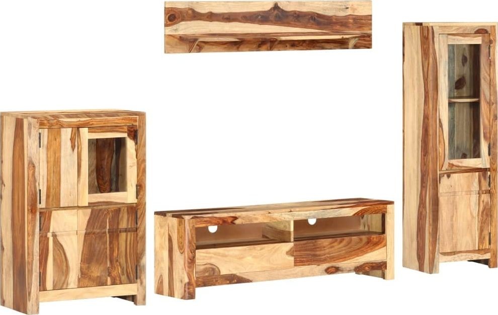 vidaXL 4-częściowa meblościanka pod TV lite drewno sheesham 286380