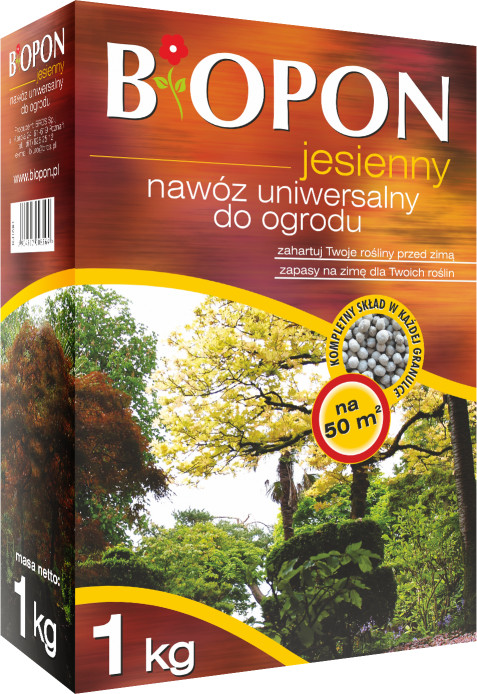 Biopon Nawóz jesienny uniwersalny, karton z uchwytem 3kg, marki
