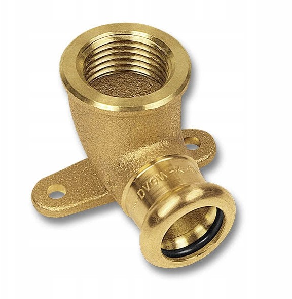 Miedź kolano ścienne 15x1/2 zacisk Sanha Press 110