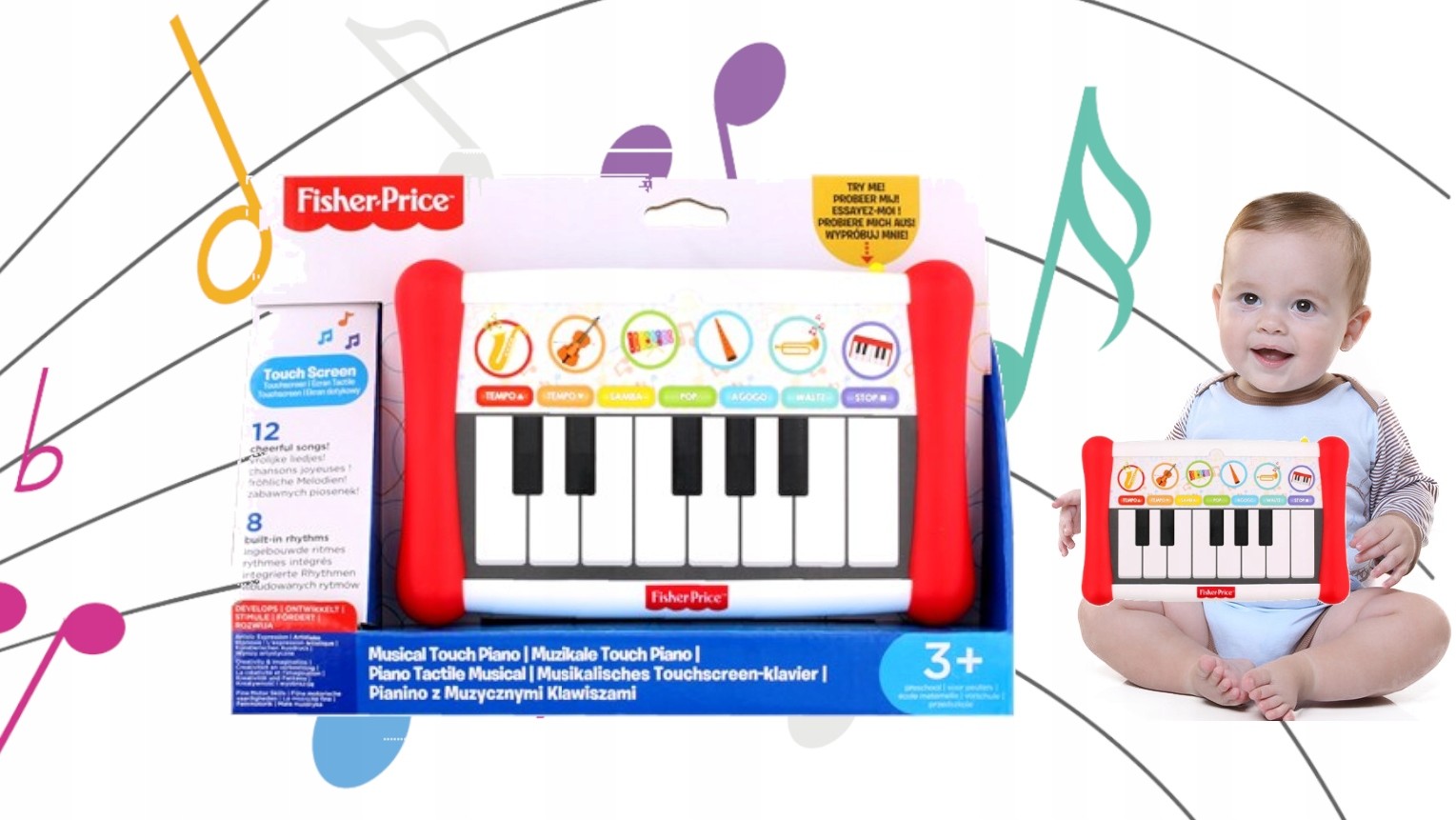 Fisher Price Pianinko Dotykowe Muzyczne Klawisze
