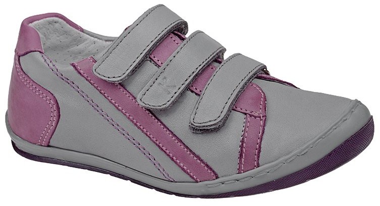 Kornecki Sneakersy Półbuty 3635 Popielate Skóra Naturalna na rzepy