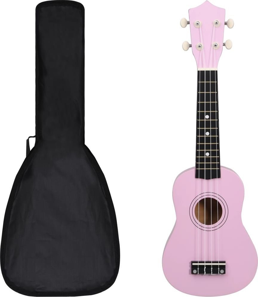 vidaXL Ukulele sopranowe z pokrowcem dla dzieci różowe 21 70148