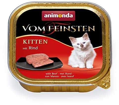 animonda Vom Feinsten animonda Von Feinsten Kitten, mokra karma dla rosnących kotów w pierwszym roku życia, z wołowiną, 32 x 100 g