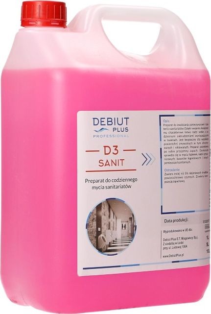 Debiut Plus Professional Debiut Plus Professional Debiut Plus Professional D3 Sanit Preparat do codziennego mycia sanitariatów 5 l D3 SANIT 5L