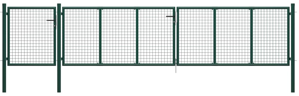 vidaxl Brama ogrodzeniowa, stal, 500 x 100 cm, zielona