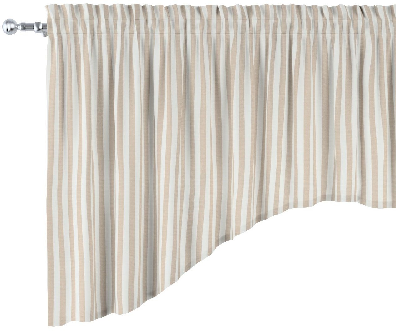 Dekoria Lambrekin łuk beżowo białe pasy 1,5cm) 250 × 75+5 cm grzywka Quadro 1376-136-07