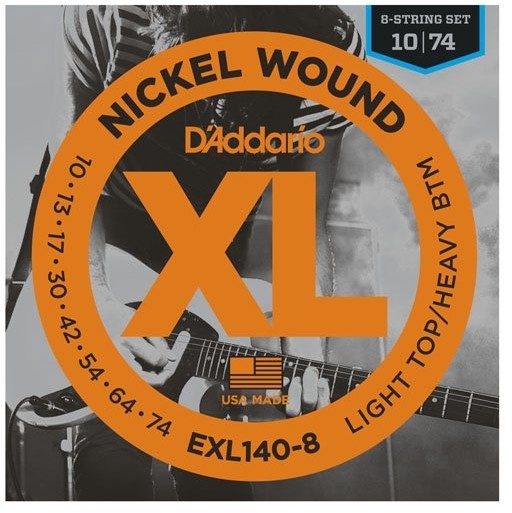 D'Addario EXL140  8 na 8-saitige E-Nickel Wound struny Gitarren 10  74 Light Top/Heavy Bottom EXL140-8