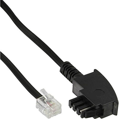 InLine 18920 opaska do Telekom/Siemens-urządzenia, TAE-F wtyk do RJ11 wtyk, 20 m Czarny 18920