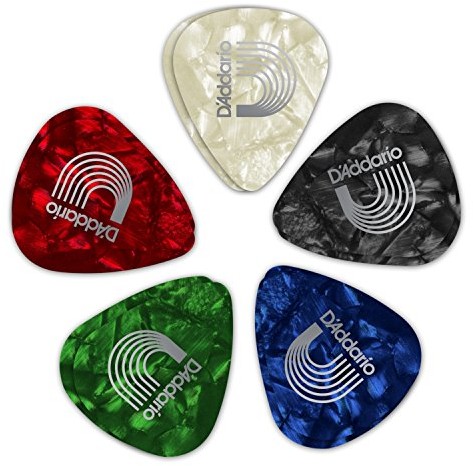 Planet Waves Celluloid Picks Pearl 1CAP2-10 kostki, kolor: zielony, czerwony, niebieski, czarny i biały 1CAP2-10