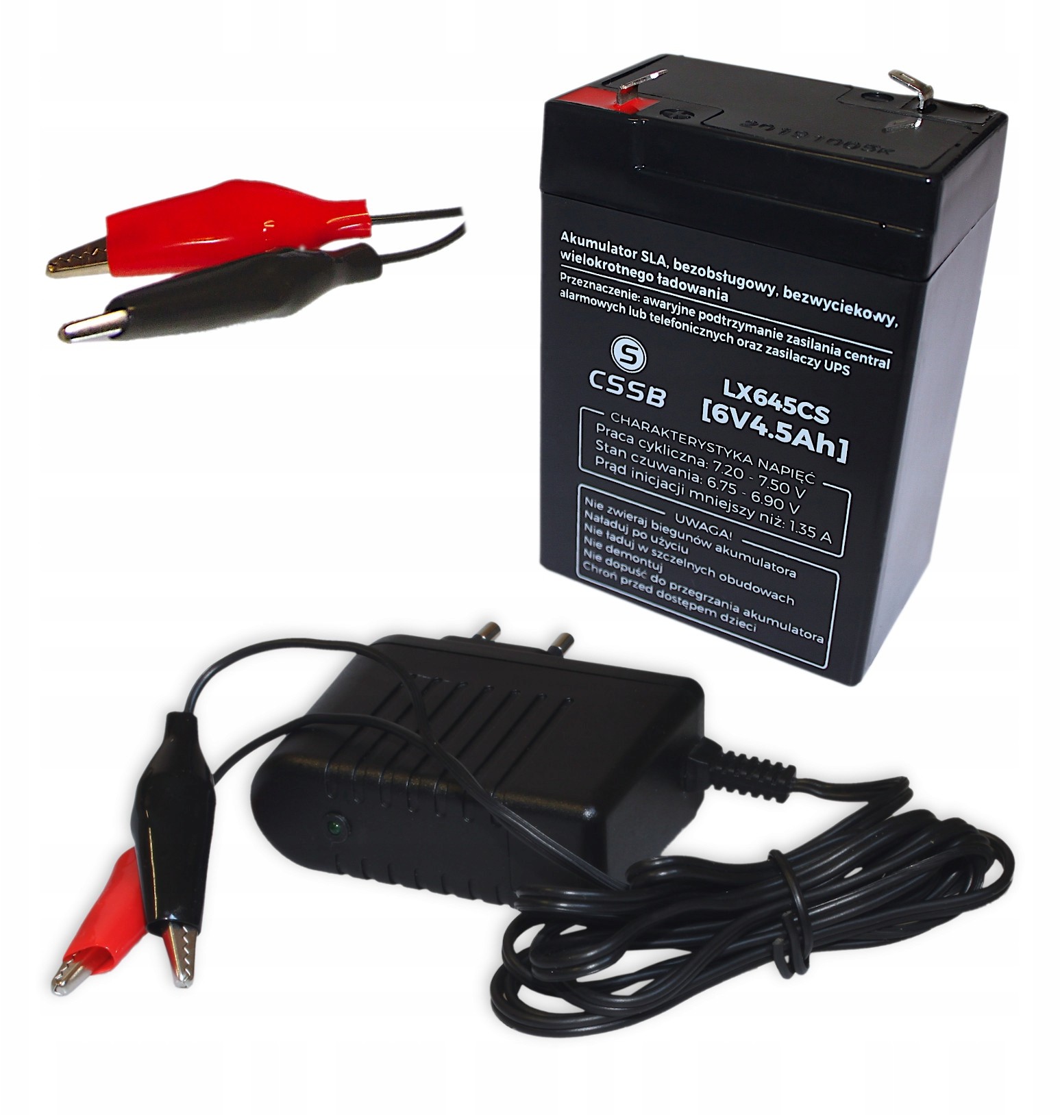 Akumulator żelowy 6V 4,5Ah 4Ah Ładowarka Multi Led