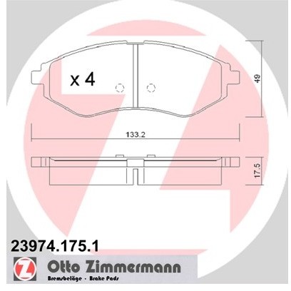 ZIMMERMANN Zestaw klocków hamulcowych, hamulce tarczowe 23974.175.1