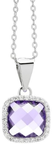 Burgmeister Jewelry damski naszyjnik rodowane fioletowym i biała cyrkonia srebro 925 wysokiej próby jhe1050  427 JHE1050-427