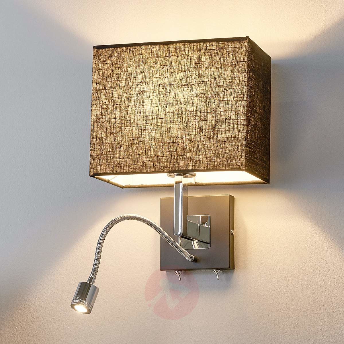 Lampenwelt Czarna materiałowa lampa ścienna REBEKKA