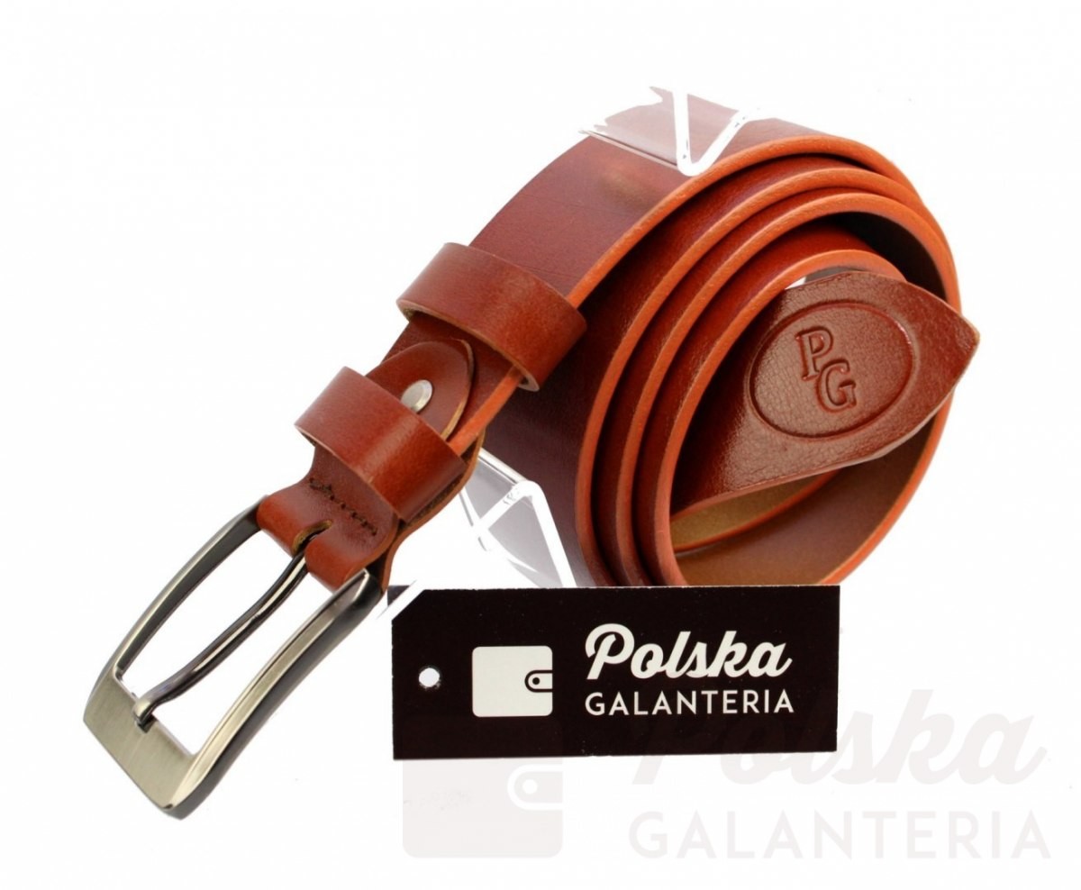 PolskaGalanteria.pl Pasek Skórzany POLSKA GALANTERIA (PL) TOFFI Z TEKSTURĄ Skóra Licowa EXTRA 40 mm 040/11